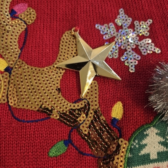 United‎ States Sweaters Women's Ugly Christmas Reindeer 3D Long Sleeve Medium - Picture 9 of 16